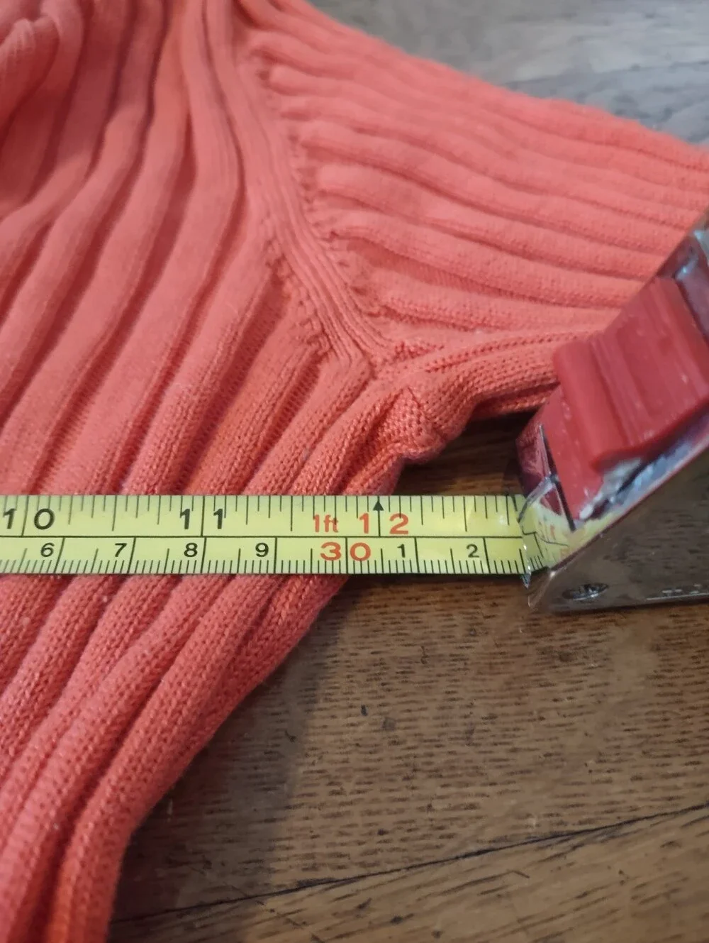 Tory Burch coral orange ribbed cardigan with logo buttons size XS 100% cotton